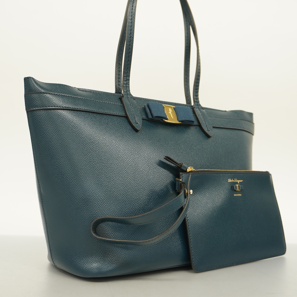 SALVATORE FERRAGAMOAuth Vara Tote Bag Women's Leather Dark Green - Picture 2 of 7